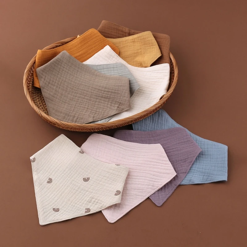 

3Pcs/Lot Baby Bibs Muslin Cotton Stuff Newborn Solid Color Snap Button Soft Triangle Saliva Towel Burp Cloth Feeding Drool Bibs