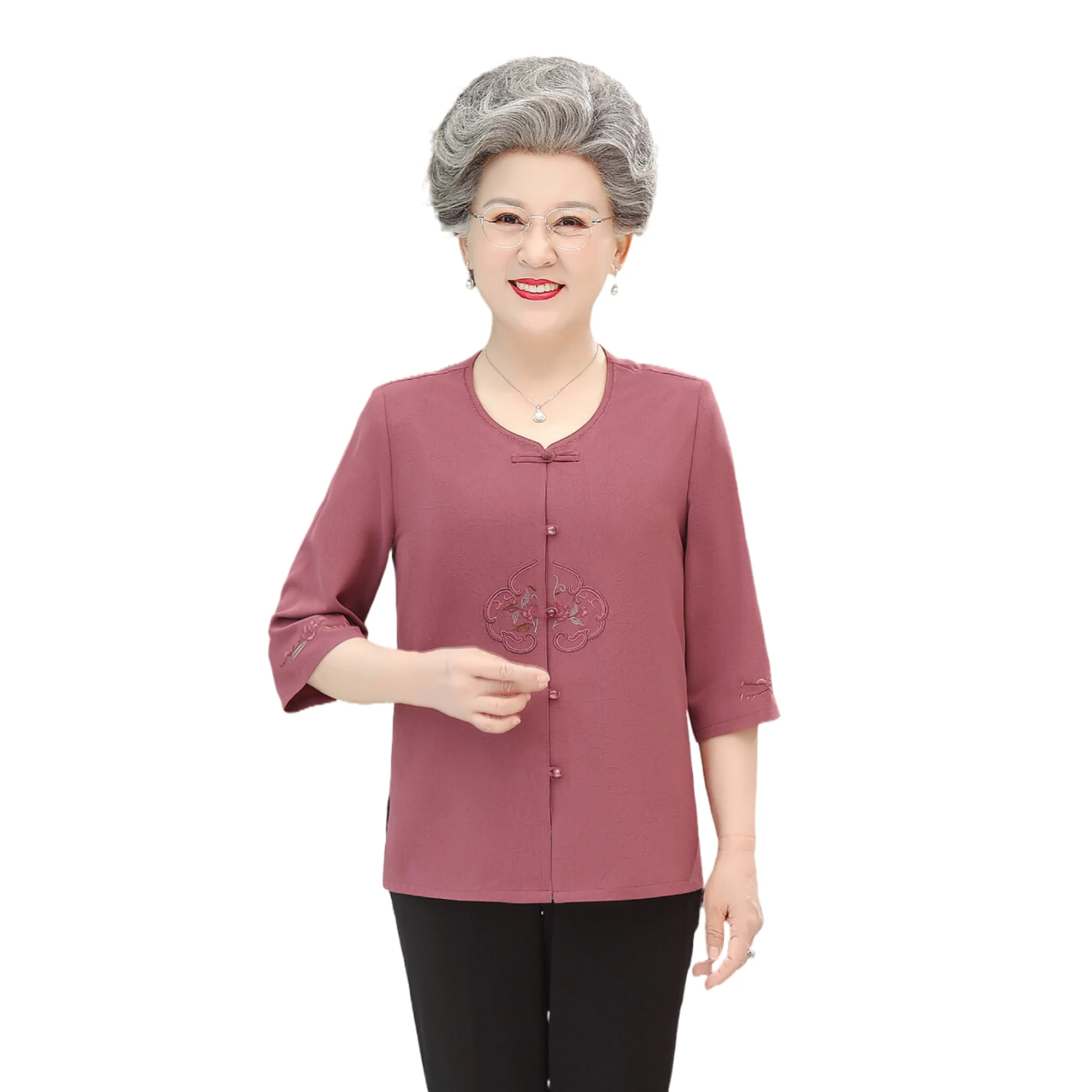 

Женская Тонкая блузка с круглым вырезом, полурукавом