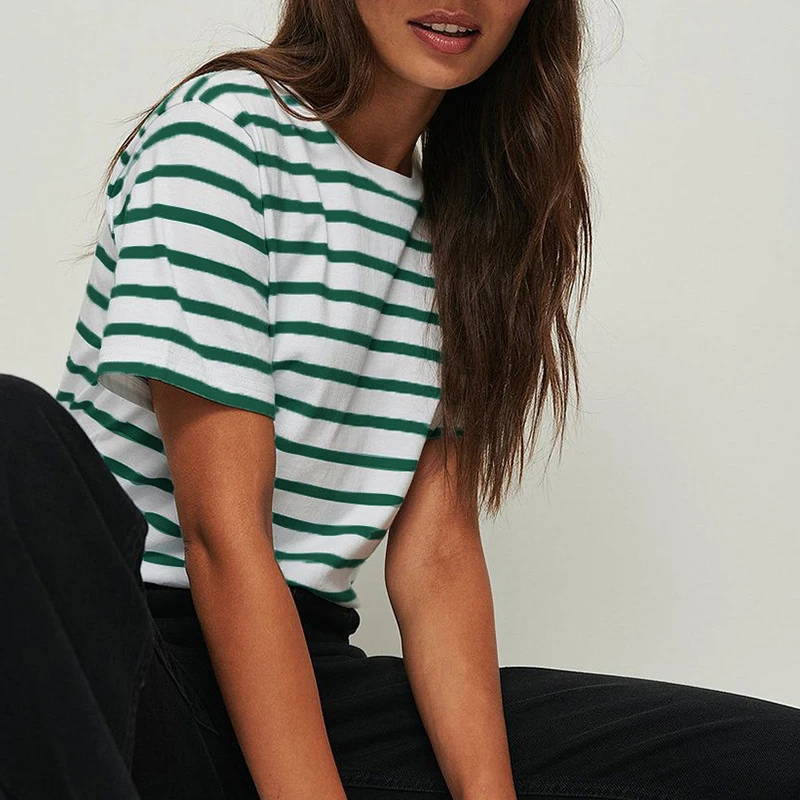 Женские летние хлопковые повседневные футболки с круглым вырезом и коротким