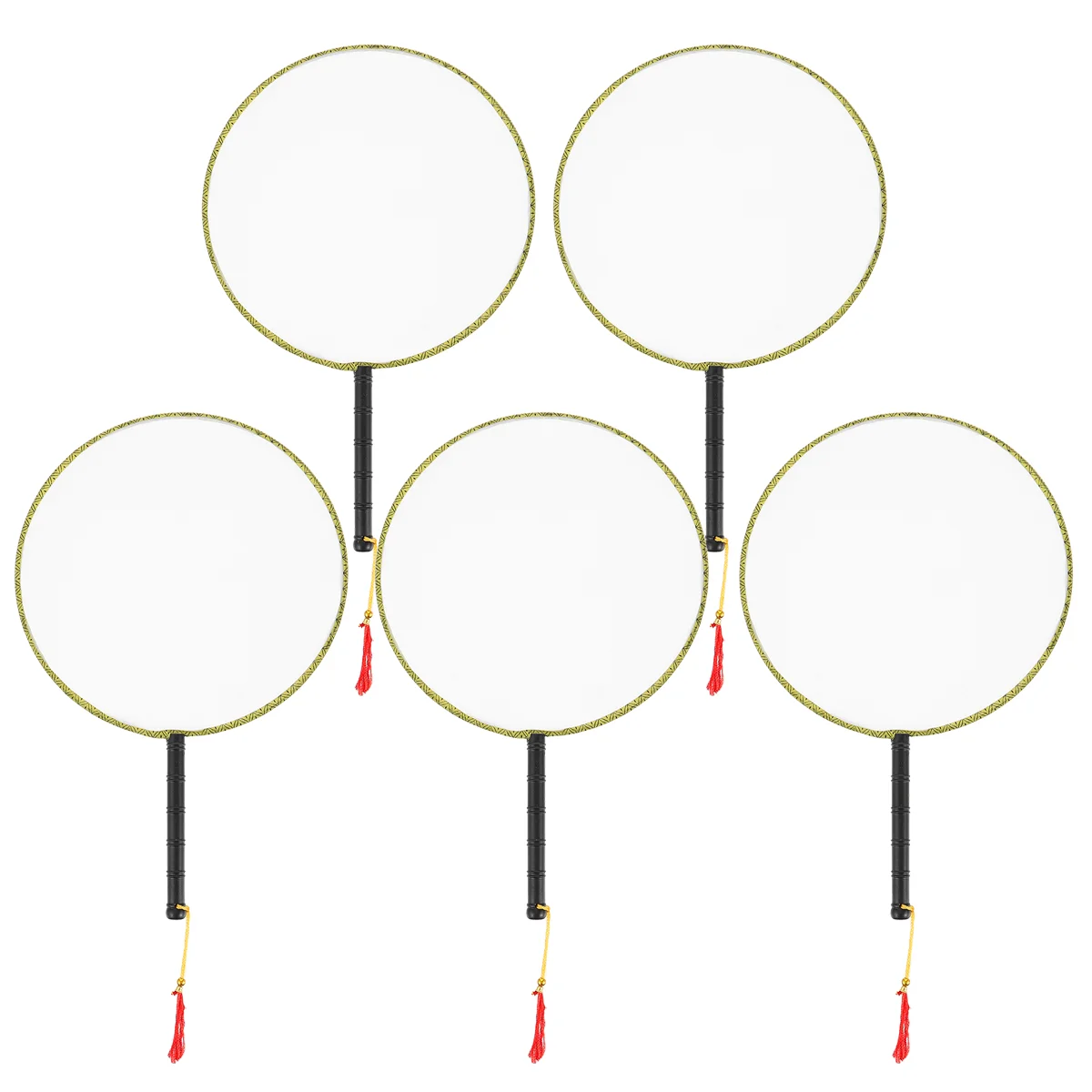 

5 Pcs Toy Folding Fans Handheld Blank Painting Drawing Painted Round Silk Educational Child Graffiti Bride