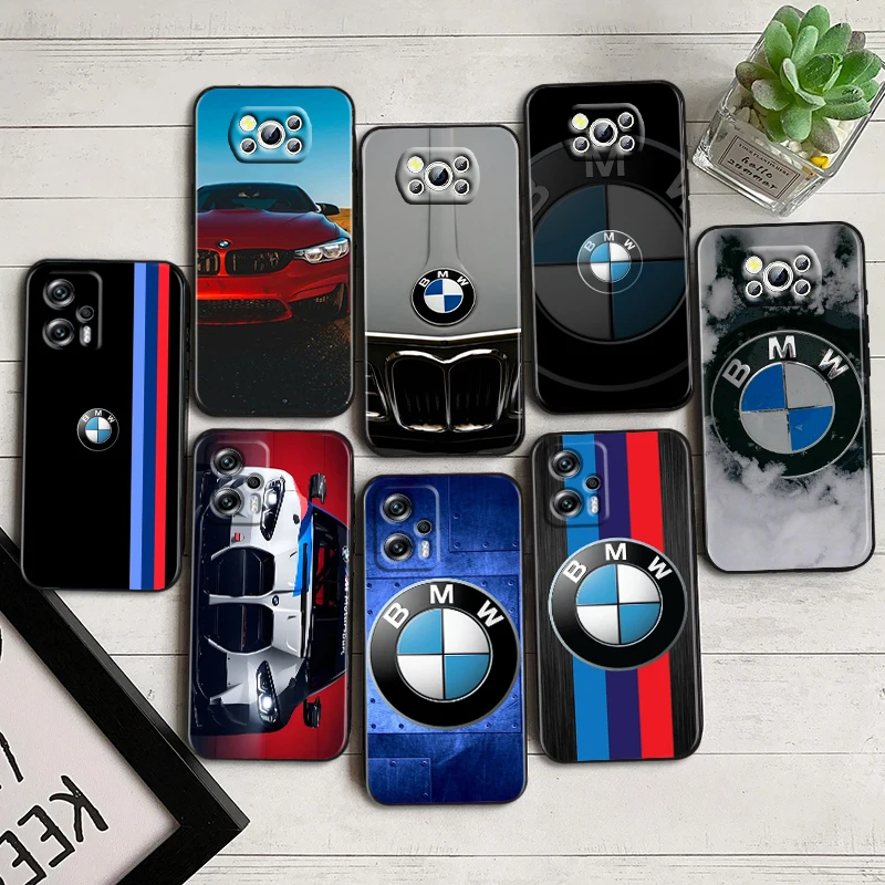 

Red Blue Car BMW Luxury For Xiaomi Poco F5 X5 C55 C50 M5 M4 X4 X3 F3 GT NFC M3 C3 M2 F2 F1 Pro Silicone Black Phone Case Fundas