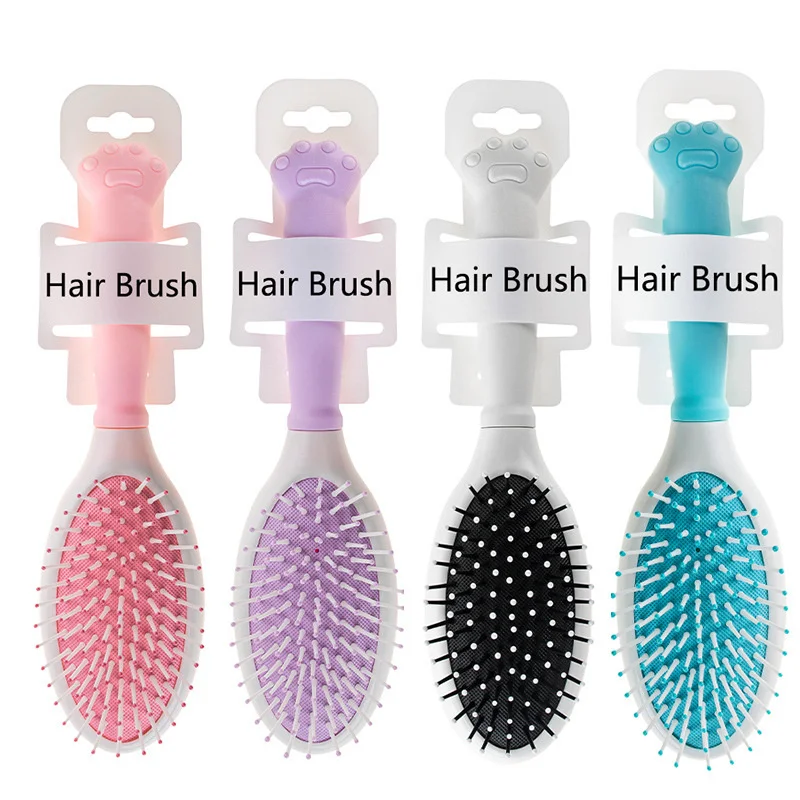 

1pcs Net air cushion comb cat claw handle pink lovely round roller modeling curly hair Hairdressing Styling Tool Barber Combs