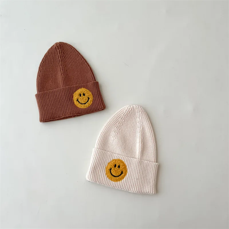 

Girl Children Autumn Winter New Embroidery Wool Cap Simple Keep Warm Hat Boy Fashion Soft Knitting Cotton Hats