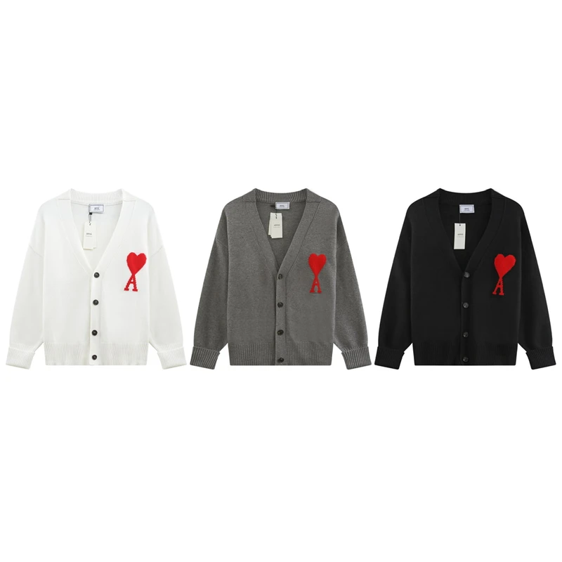 

Ami Paris 2022 свитер с надписью «Love» кардиган с надписью «Love A» для мужчин и женщин