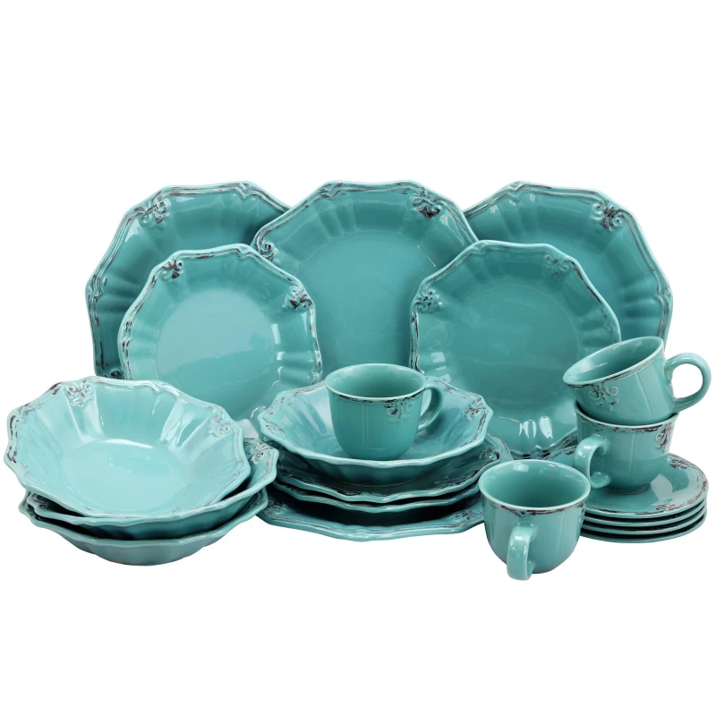 

Camping Fleur De Lys 20-Piece Dinnerware Set in Turquoise