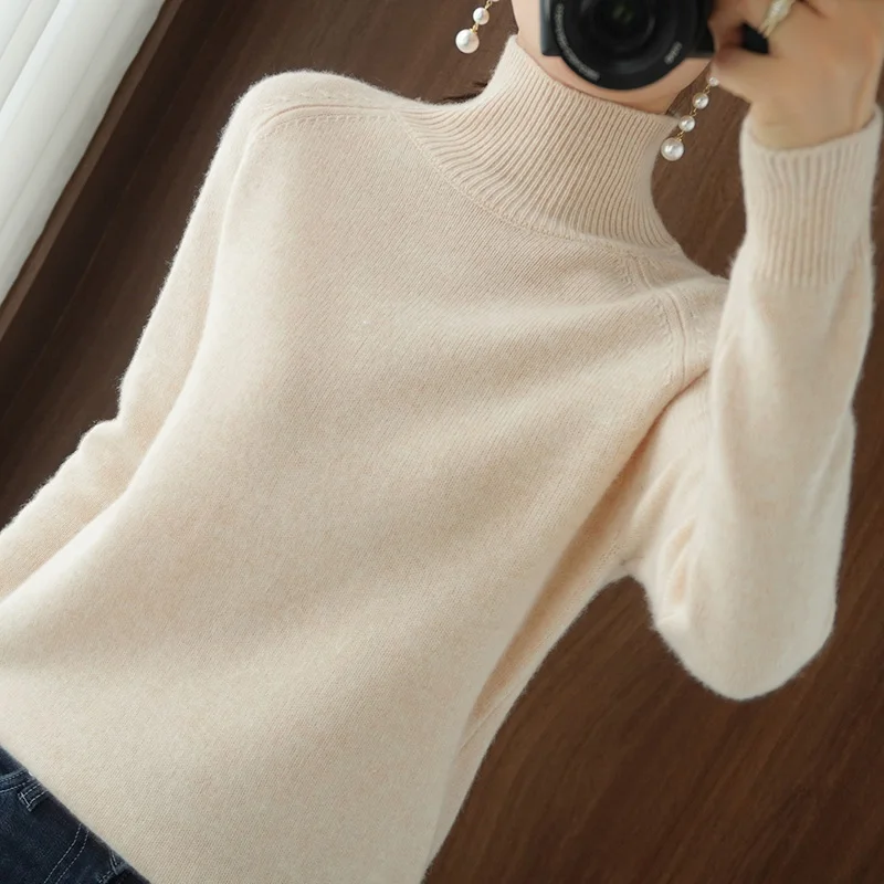 

Женский кашемировый свитер, однотонный пуловер с высоким воротником, одежда высокого качества для весны и осени и зимы