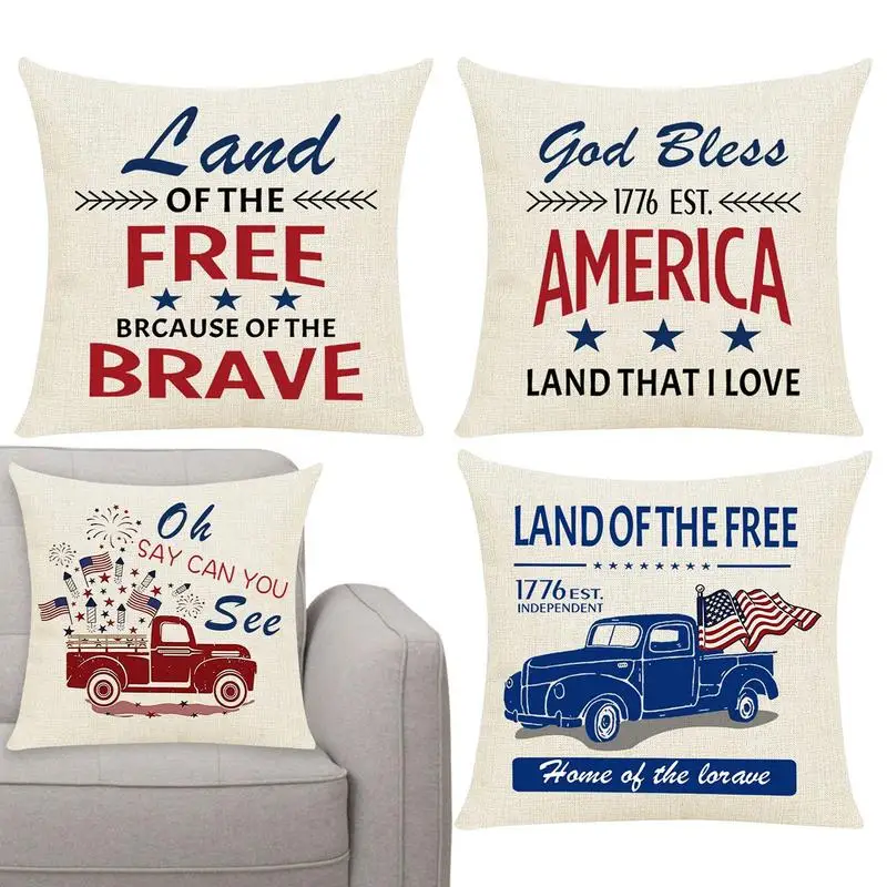 

Independence Day Pillow Covers 4th Of July Outdoor Pillow Covers Decor Farmhouse Home Decoration 4 Pieces Patriotic Memorial Day