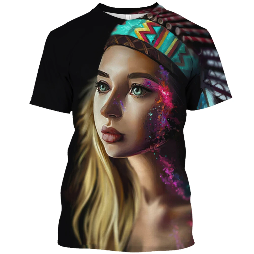 

Women's T-shirts Summer Trend Loose Tops Indian Harajuku Female Printing Casual Clothes Street Fashion Hip Hop Short Sleeve Tees