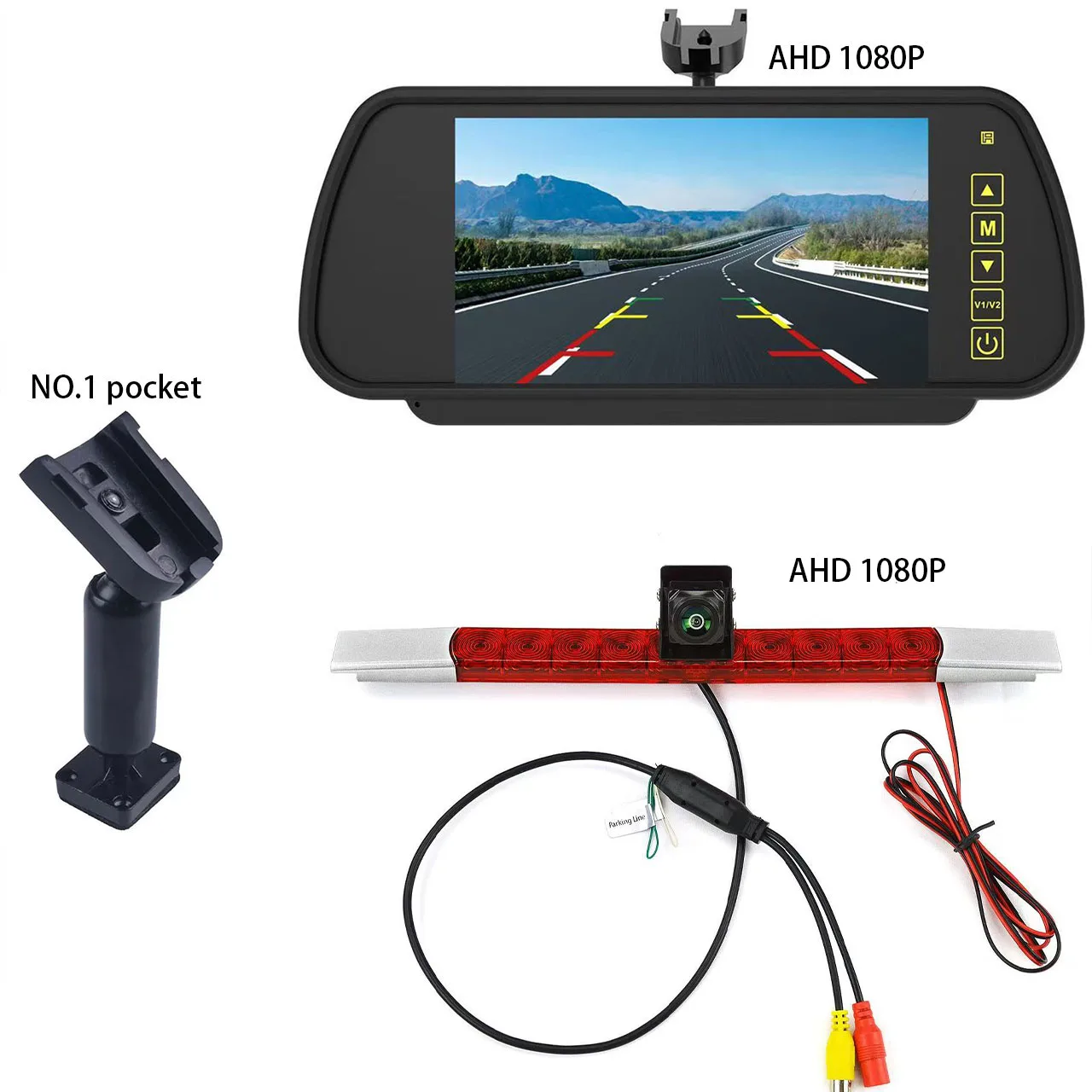 Камера заднего вида с двумя объективами стоп-сигналами для всех плоских