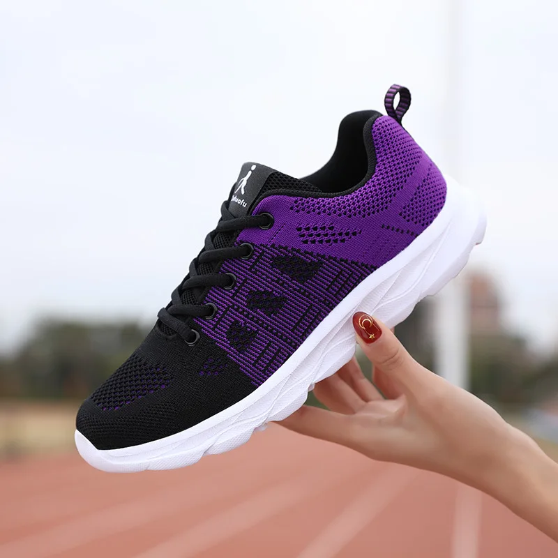 

Purple Ladies Breathable Sports Shoes Casual Flat Running Shoes Lightweight Breathable Square Dancing Shoe Women De Mujeres