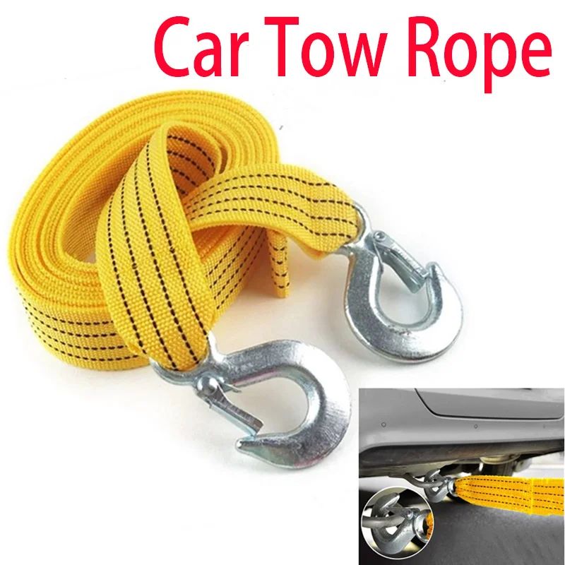 

4M Car Tow Cable Heavy Duty 5 Ton Trailer Rope Towing Pull Rope Strap Hooks Van Road Recovery