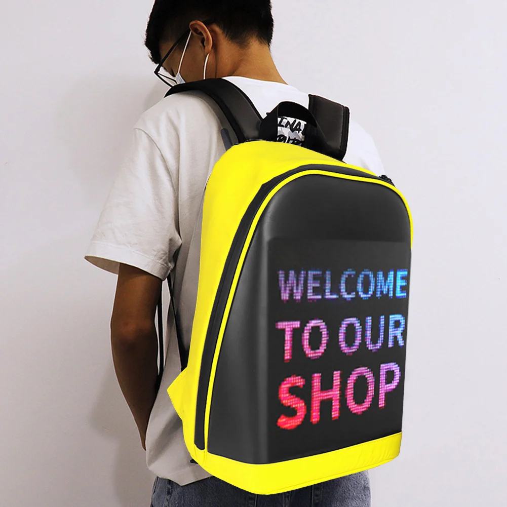 

LED Display Screen Advertising Light Walking Billboard Backpack Laptop Bag Smart Wireless Wifi App Control