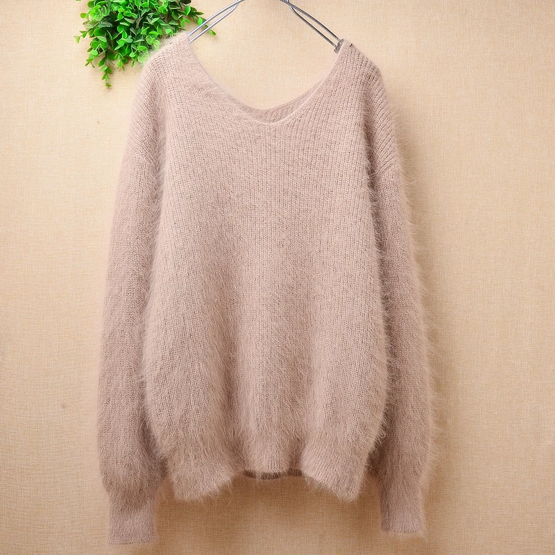 Женская осенне-зимняя одежда волосатая ангорская кроличья шерсть вязаные