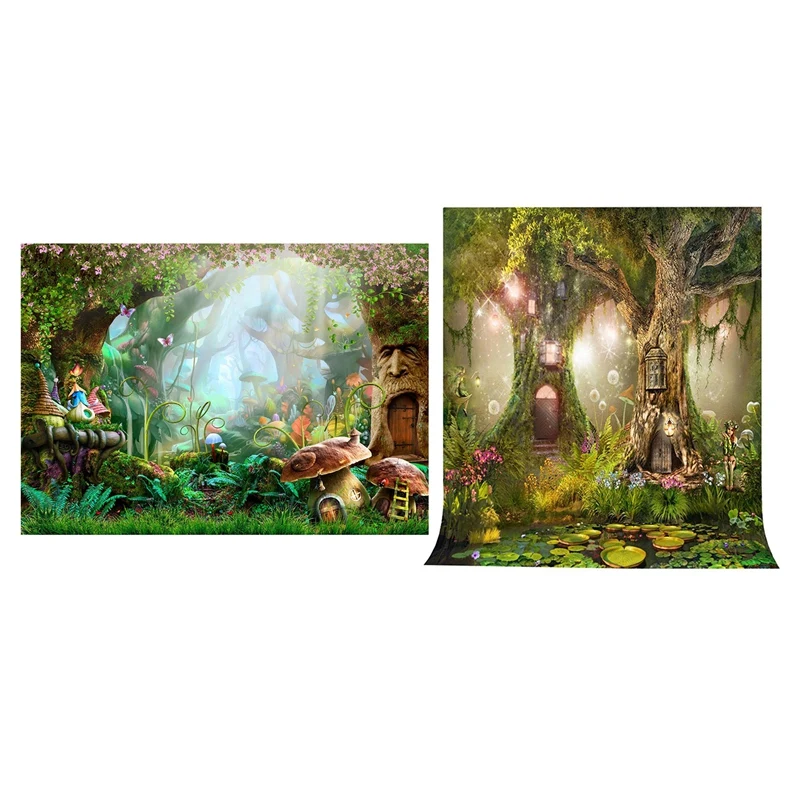 

Hot 7X5ft Washable Fabric Photography Background Fairytale Dreamlike Nature Forest Life & Photo Background 5X7FT Fairy Tale