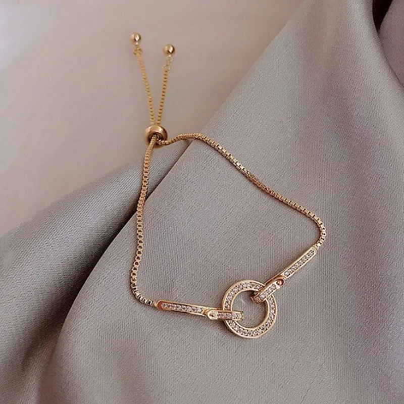 Велючий роскошный корейский женский браслет с кристаллами и медной ювелирной