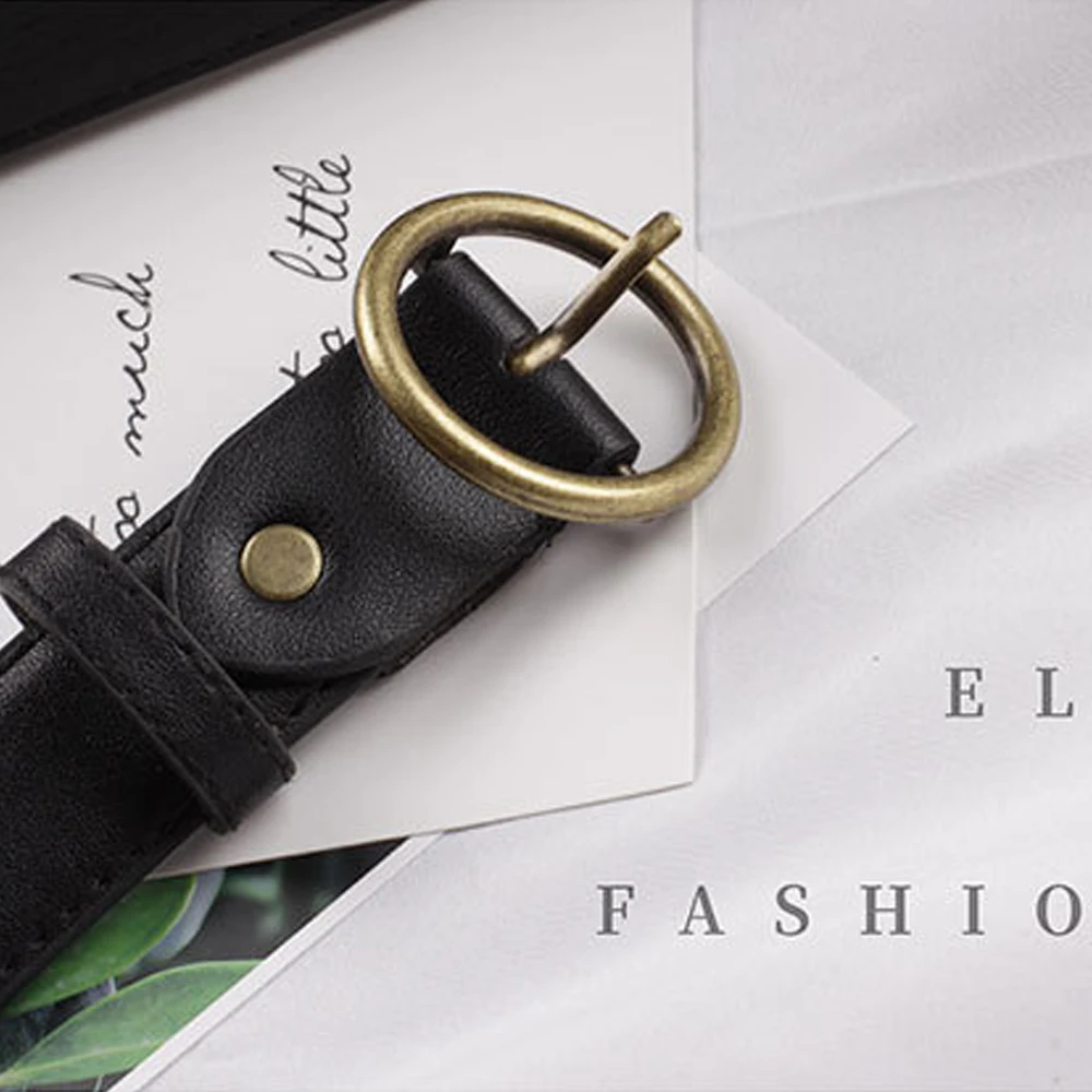 

Square Circle Pin Buckles Belt Female Deduction Side Gold Buckle Jeans Wild Belts For Women