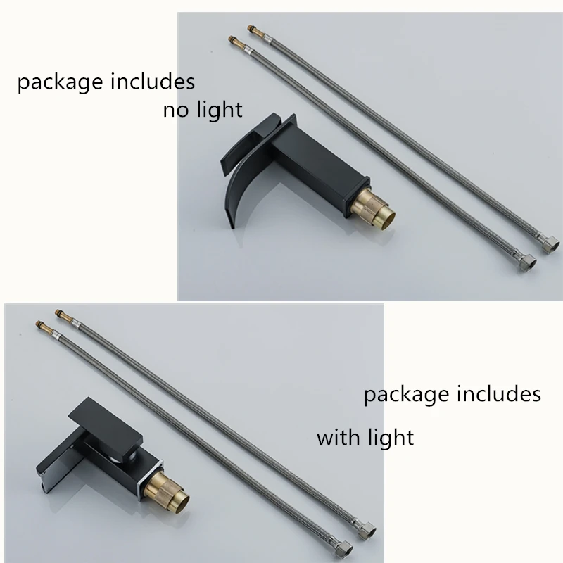 Латунный Смеситель для раковины светодиодный кран Водопад ванной комнаты