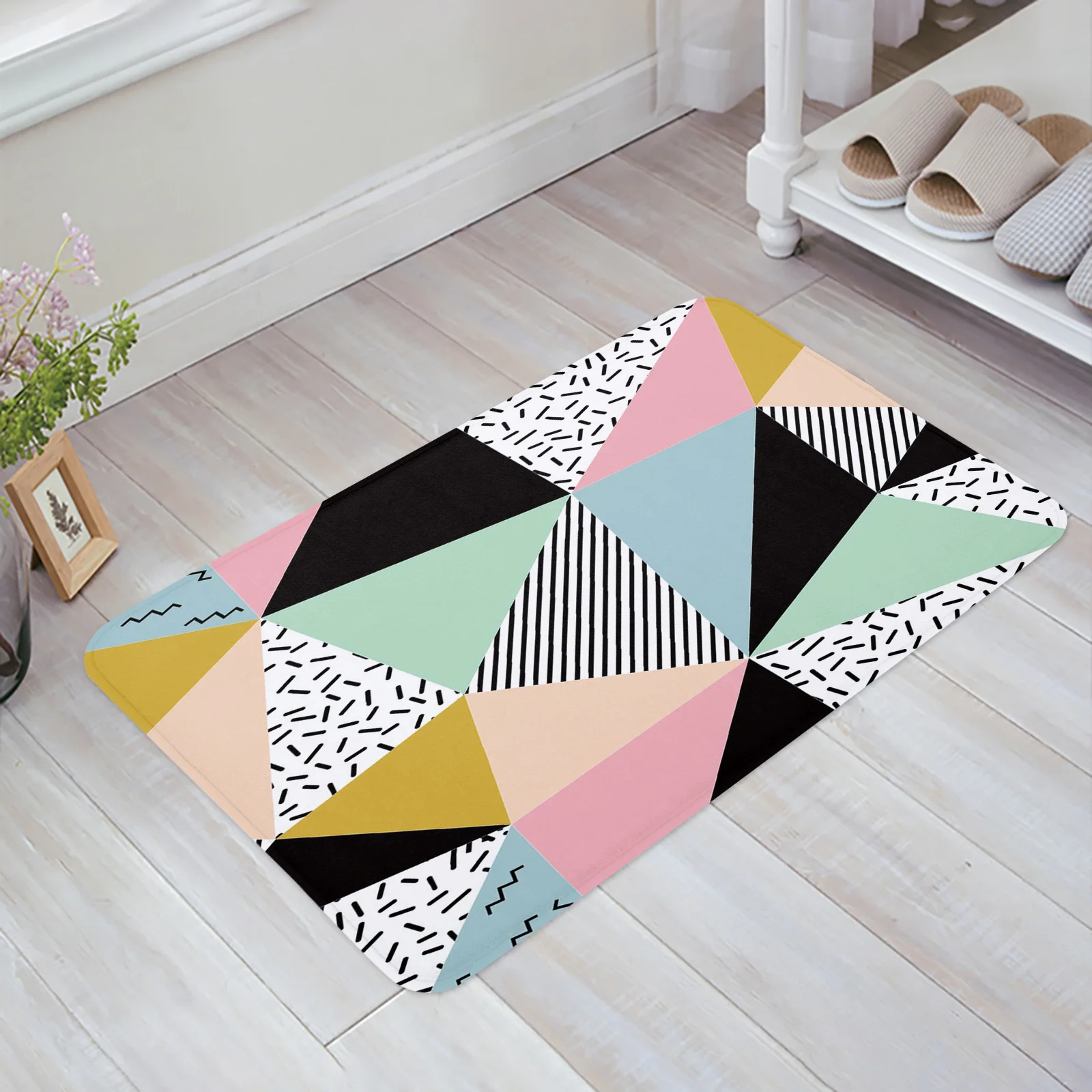 

Triangle Line Wave Entrance Welcome Doormat Bedroom Living Room Household Doormat Carpet Bathroom Non-slip Mat