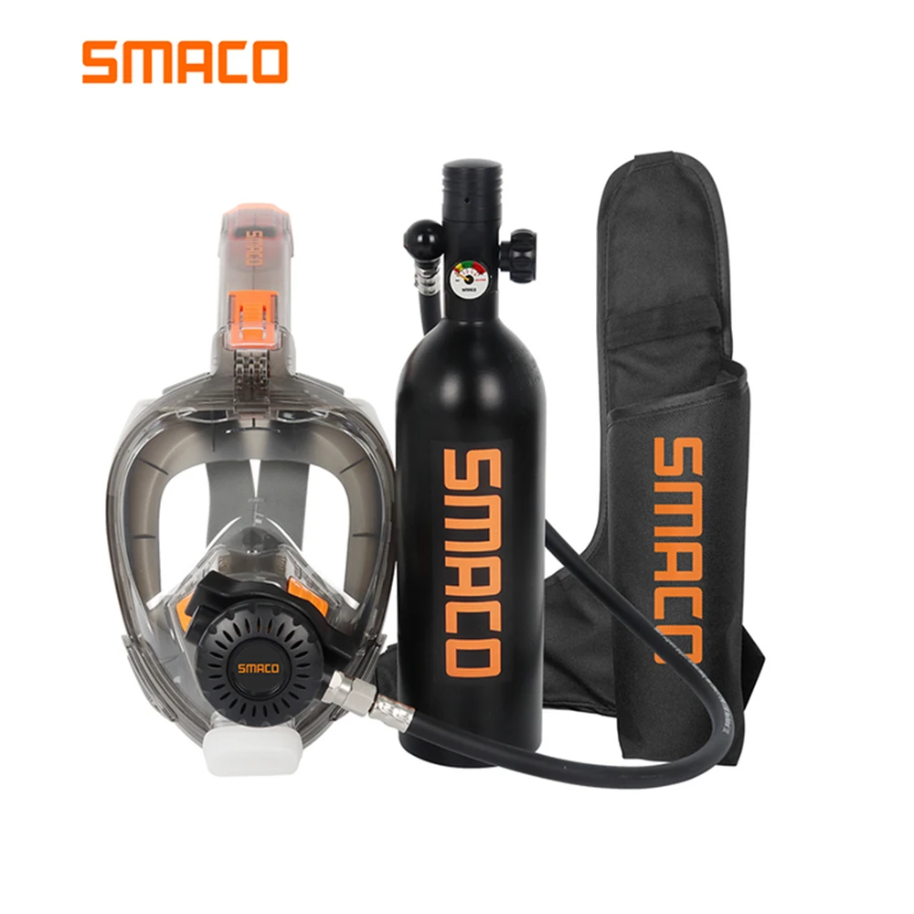 Smaco 1L Scuba Diving Equipment/Gear Mini Scuba Tank Diving Mask/Adapter Cylinder Oxygen Bottle Underwater Snorkeling Set