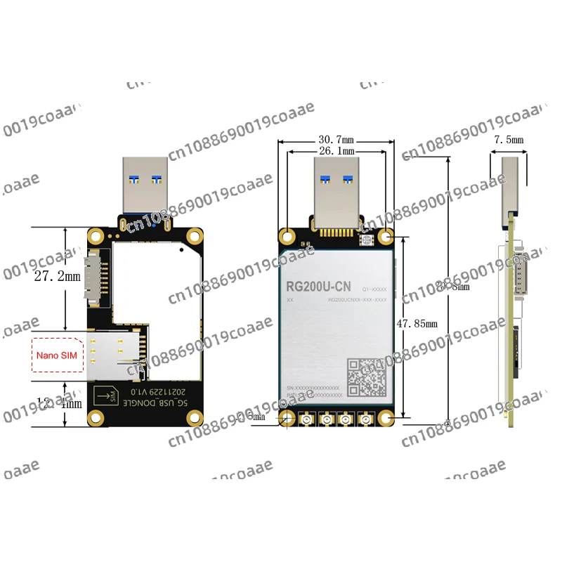 USB-модем 5G Quectel RG200U 5G-ключ со слотом для SIM-карты