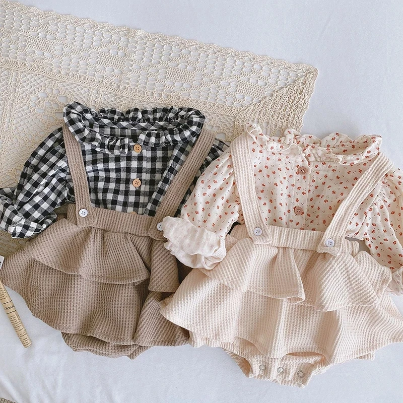 

Melario Baby Girls Romper 2pcs Sweet Spring Newborn Clothes Casual Floral Toddler Girls Rompers Ruffle Infant Baby Jumpsuit Fall