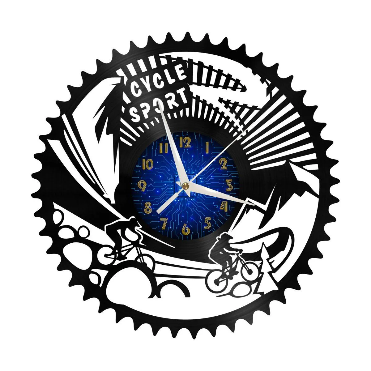 

Cycle Sport Vinyl Wall Clock, Vinyl Record Clock Wall Art Silent & Non-ticking