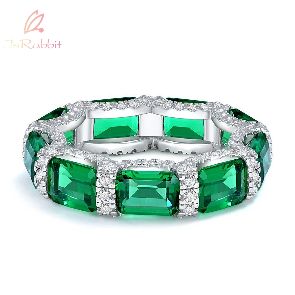 

IsRabbit 18K Gold Plated 3EX VVS 5*7MM Lab Grown Emerald Muzo Green Sapphire Ring 925 Sterling Silver Fine Jewelry Drop Shipping