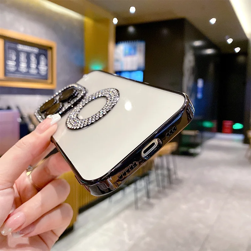Блестящий бриллиантовый Прозрачный чехол для телефона iPhone 15 14 13 12 11 Pro Max