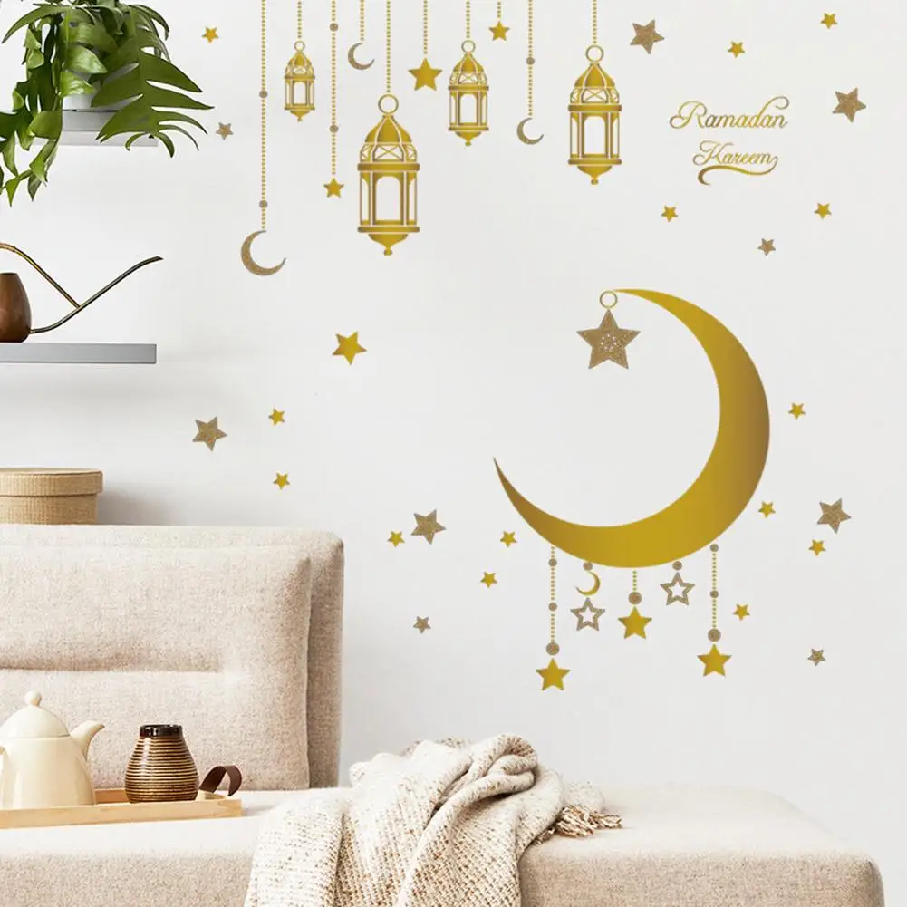 

2 Sheets Moon Star Lantern Wall Sticker Wall Decals Home Decorations For Bedroom Living Room Commercial Place