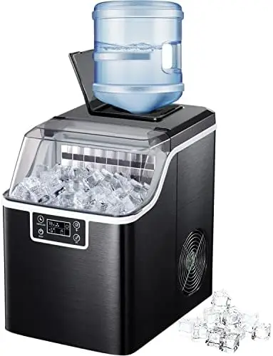 

Countertop Ice Maker,High-Efficient Square Ice Maker Machine,2 Way Add Water,45 lbs Cubes Daily,Self-Cleaning,Ice Size Control,2