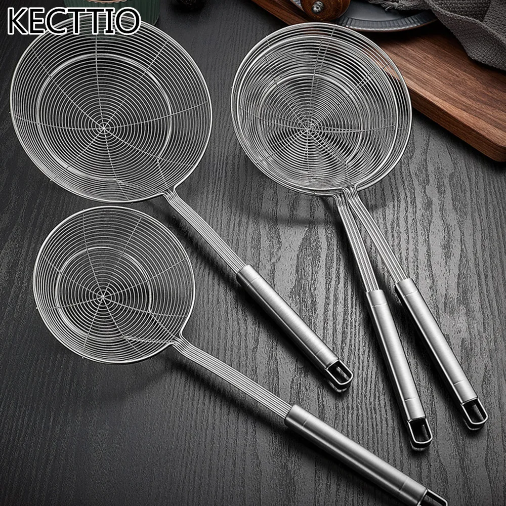 Stainless Steel Skimmer Long Handle Kitchen Cooking And Frying Spider Skimmer Fried Noodle Strainer Tool Kitchen Utensil