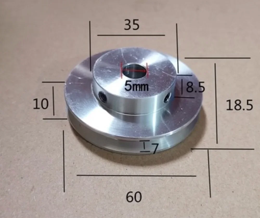 

External Diameter:60mm Aluminum Alloy Single Groove Pulley Spindle Motor Pulley Model Transmission Pulley