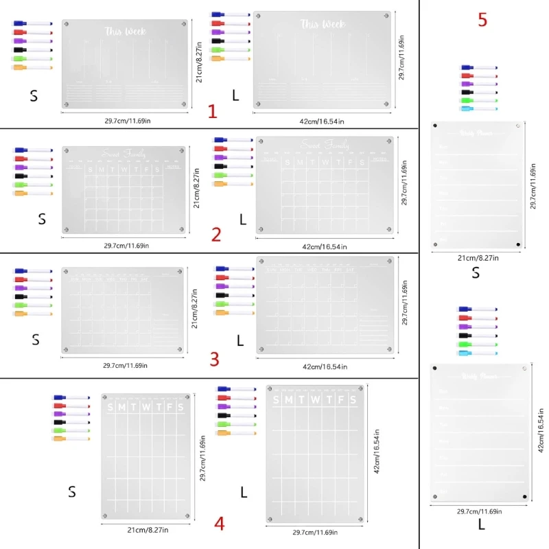 

Acrylic Magnetic Weekly Planner Calendar for Fridge Refrigerator Board Drop Shipping