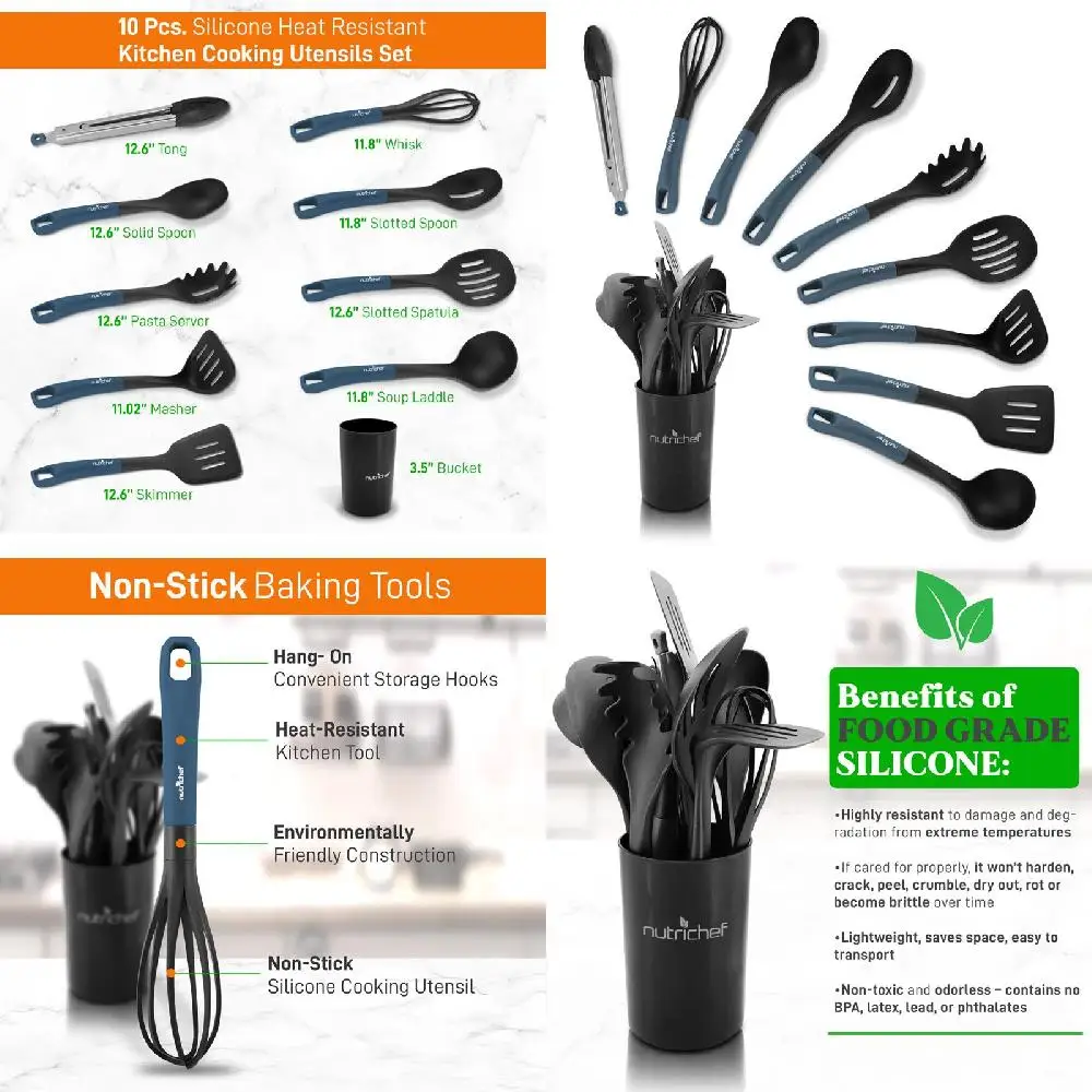 

"Assured Quality Blue/Black Non-Stick Silicone Kitchen Tools and Gadgets, Heat Resistant for Home Cooking Enthusiasts" (144 Char