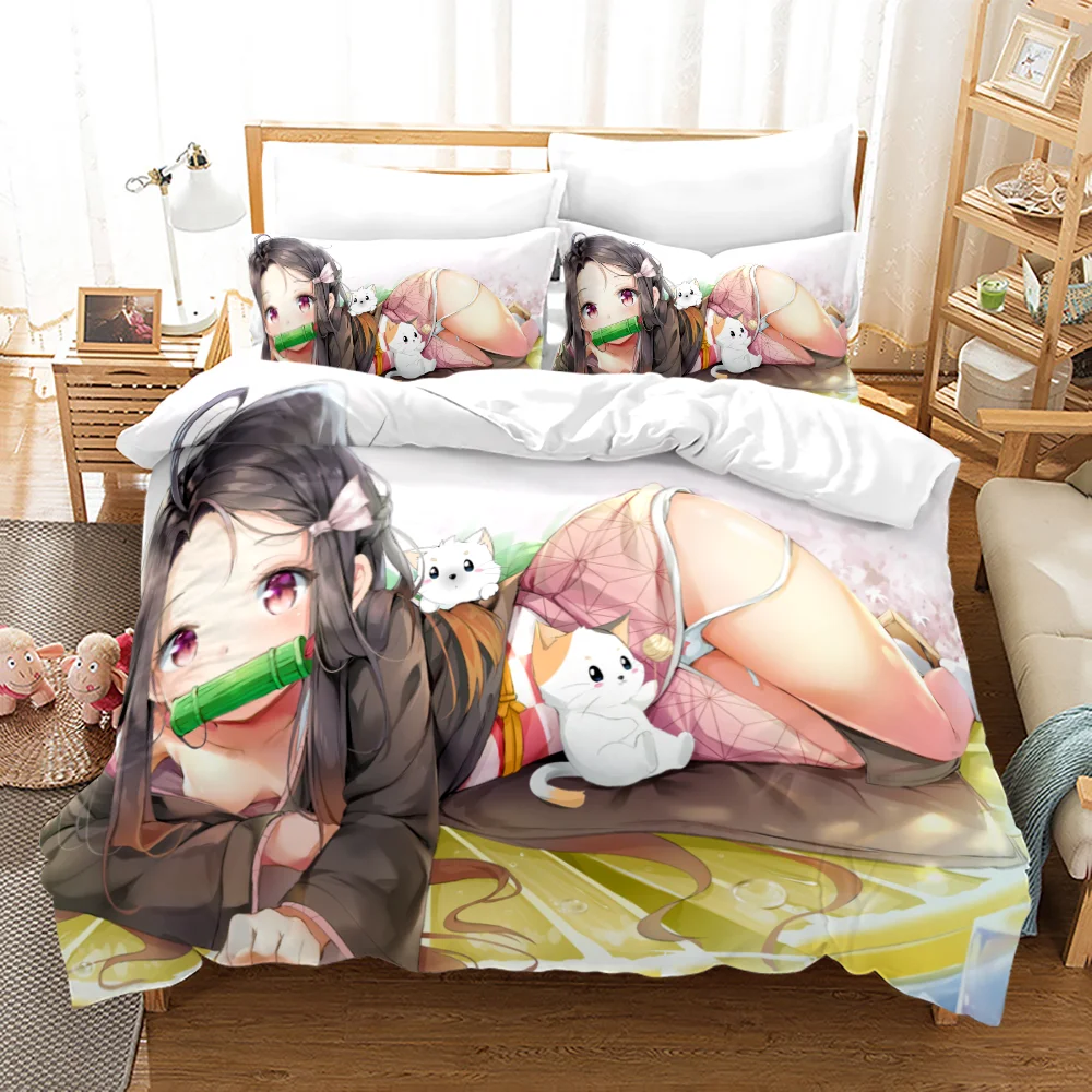 

Nezuko Kamado Bedding Set Anime Demon Slayer Duvet Cover Comforter Bed Linen Single Twin Full Queen Size 3d Kids Girl Boys Gift