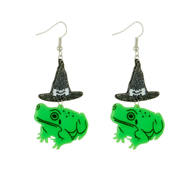 

Fashion Personality Creative Acrylic Witch Hat Frog Earrings Funny Weirdo Novel Girl Women Jewelry Accessories Pendant Gift