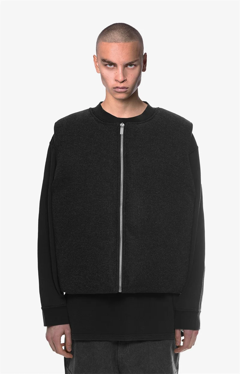 Arnodefrance Fleece Zipper Bread Coat Vest Coat Black Camel S-XL