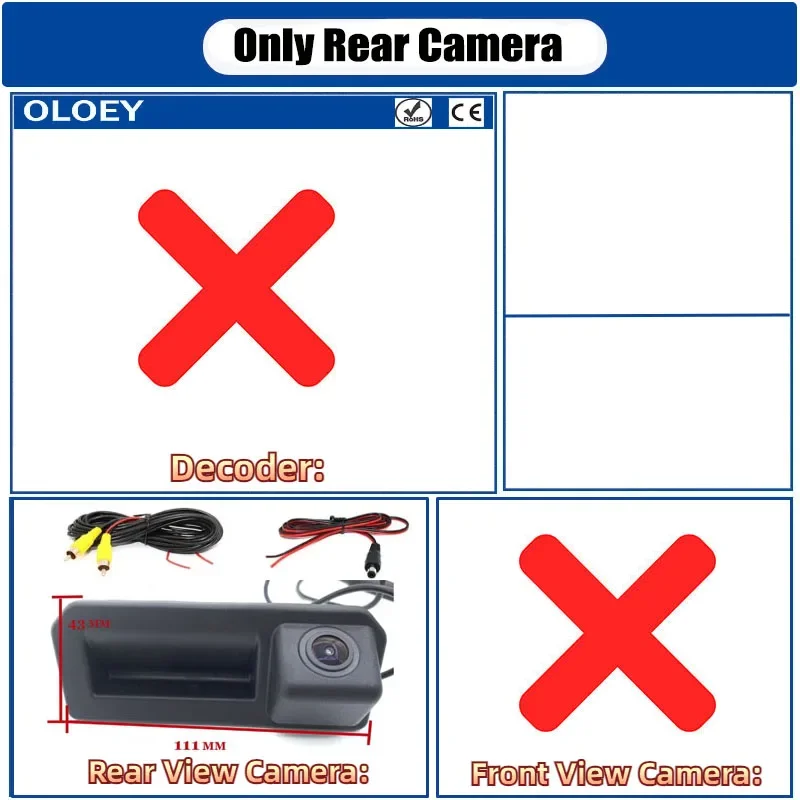 

Камера заднего вида для Audi Q3 F3 2019 2020 2021 2022 2023 2024 8,8/10 дюймов Обновление экрана Передняя камера заднего вида Декодер резервной камеры