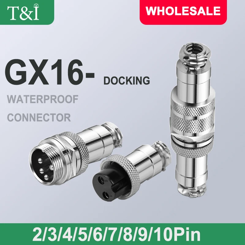 

1Set GX16 Docking 2 3 4 5 6 7 8 9 10 Pin Male&Female Circular Panel Aviation Connector Butt Joint Plug Socket