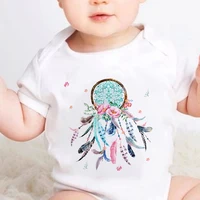 aesthetic watercolor feather dreamcatcher print new infant bodysuits casual summer comfort short sleeves baby onesie