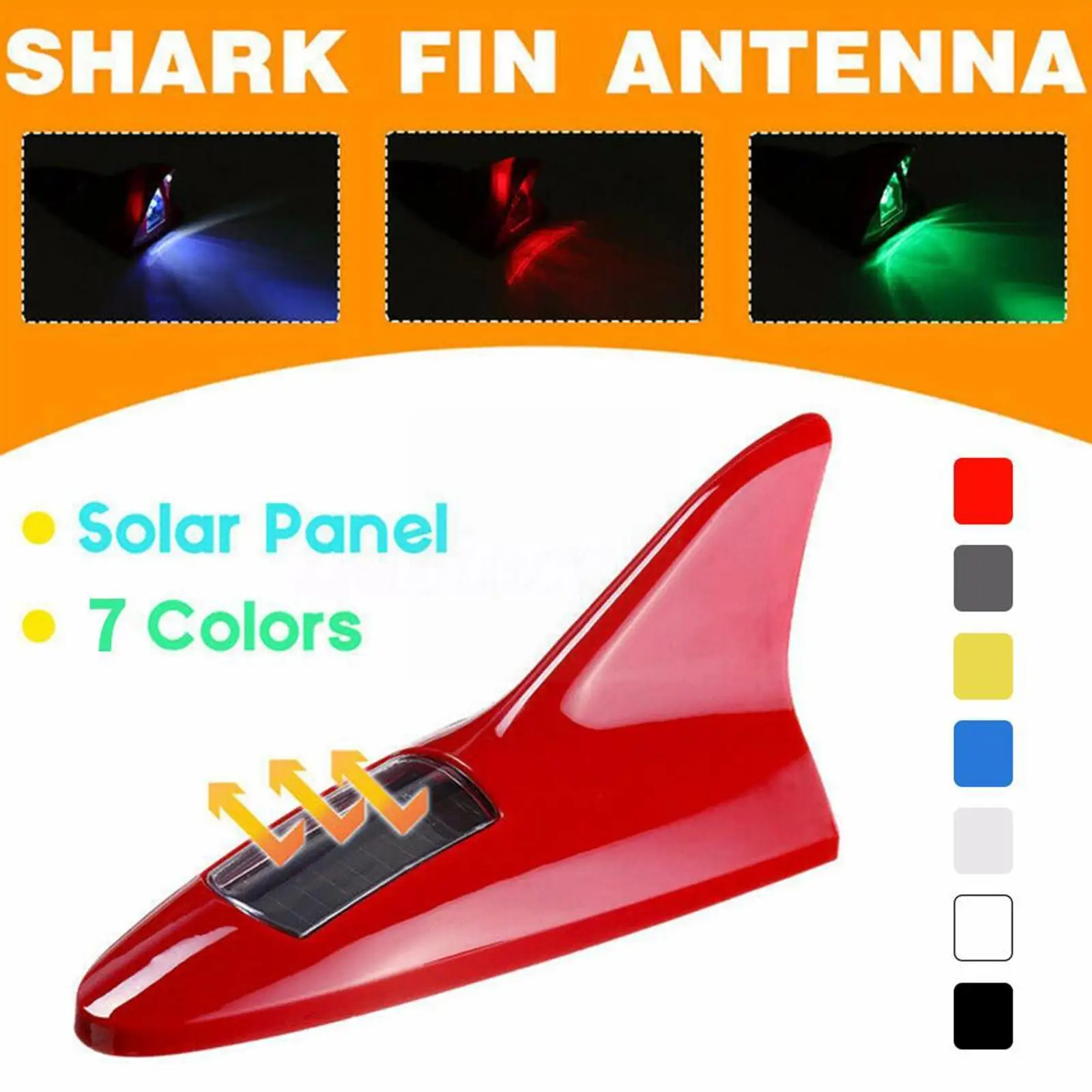 

Universal Car Shark Fin Antenna Flicker Led Auto Roof Light Tail LED Warning Accessories Solar Car Flashing Light Styling C T9C4