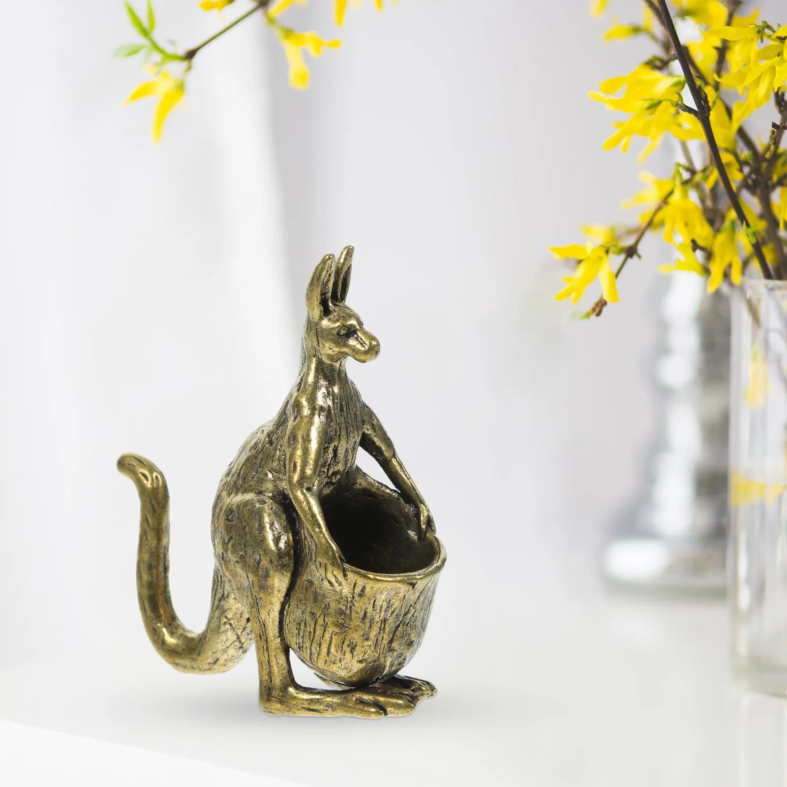 

Copper Kangaroo Figurine Mini Tea Pet House Desk Adorn Creative Craft Crafts Sculpture Delicate Animal Desktop Decor