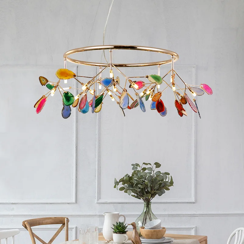 2022 Modern creative G4 chandelier colorful agate firefly chandelier suitable for living room bedroom dining room lighting