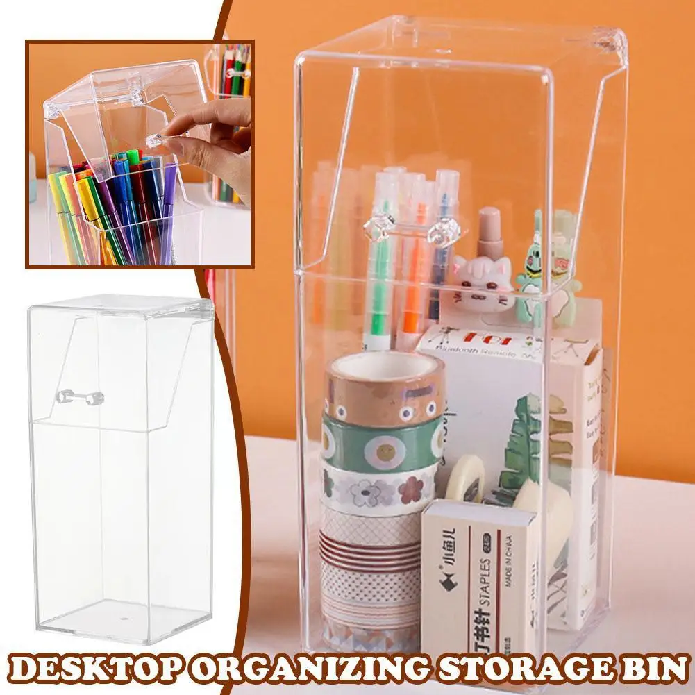 

Desktop Organiser Home Office Storage Box Acrylic Transparent Dustproof Storage Stationery Multifunction Waterproof Holder Z4T3