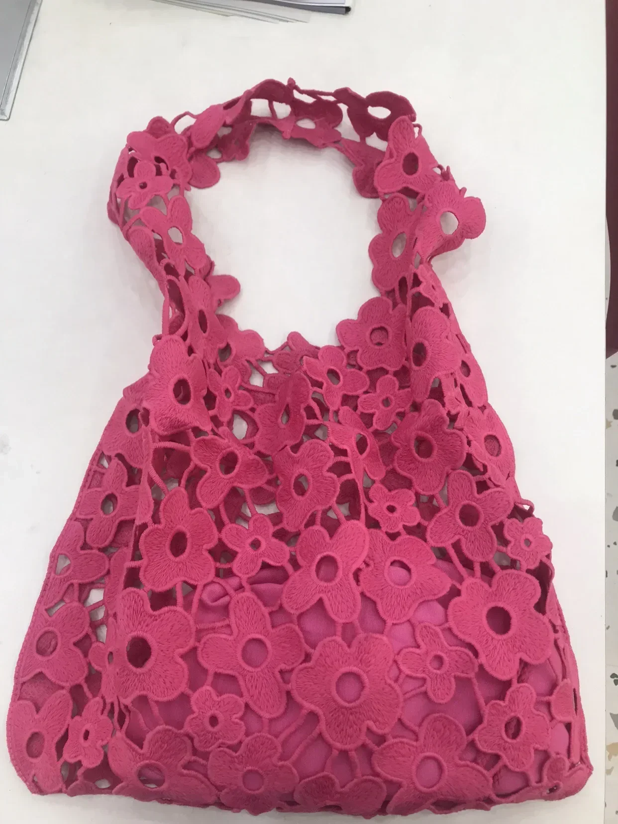 

Women Summer Out Ladies Solid Designer Flower Color Shoulder 2023 Hollow Fashion Bag Bags Composite Handbags Crochet Lace