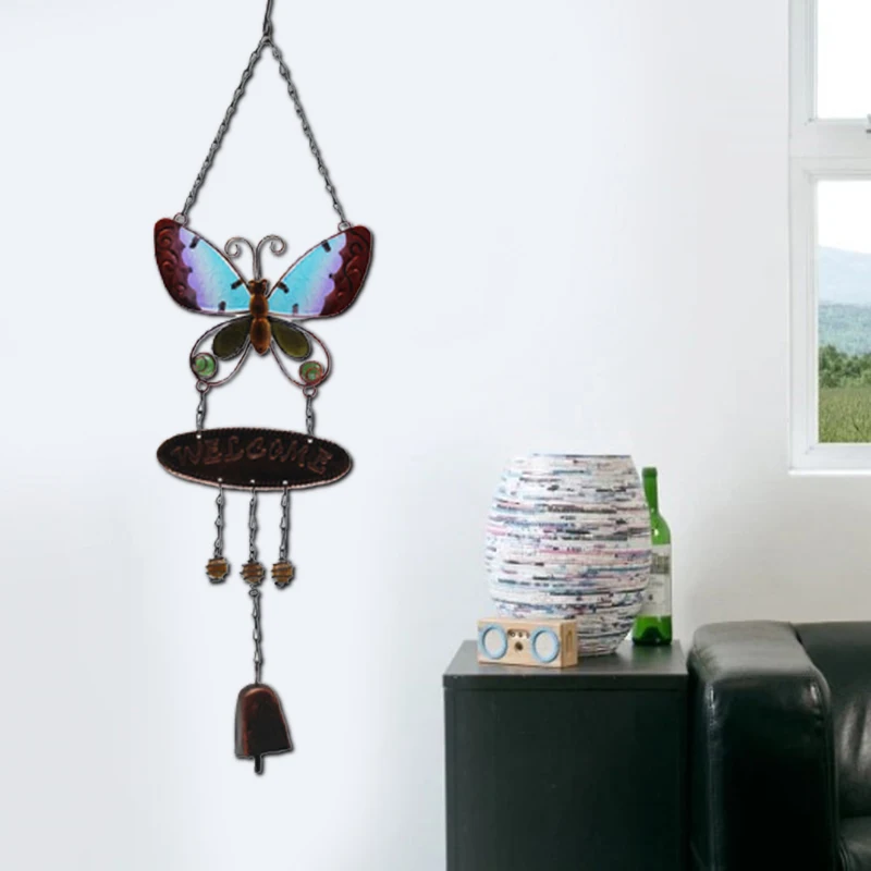 

Wind Chime Pendant Metal Butterfly Wind Chimes Garden Outdoor Decorative Hanging Pendant Housewarming Gift DC156