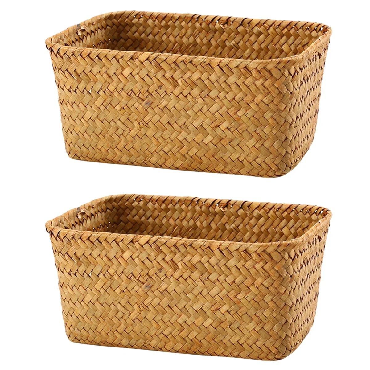 

Basket Woven Storage Baskets Desktop Wicker Organizer Rattan Picnic Bins Box Home Decors Organizershand Kitchen Decor Farmhouse