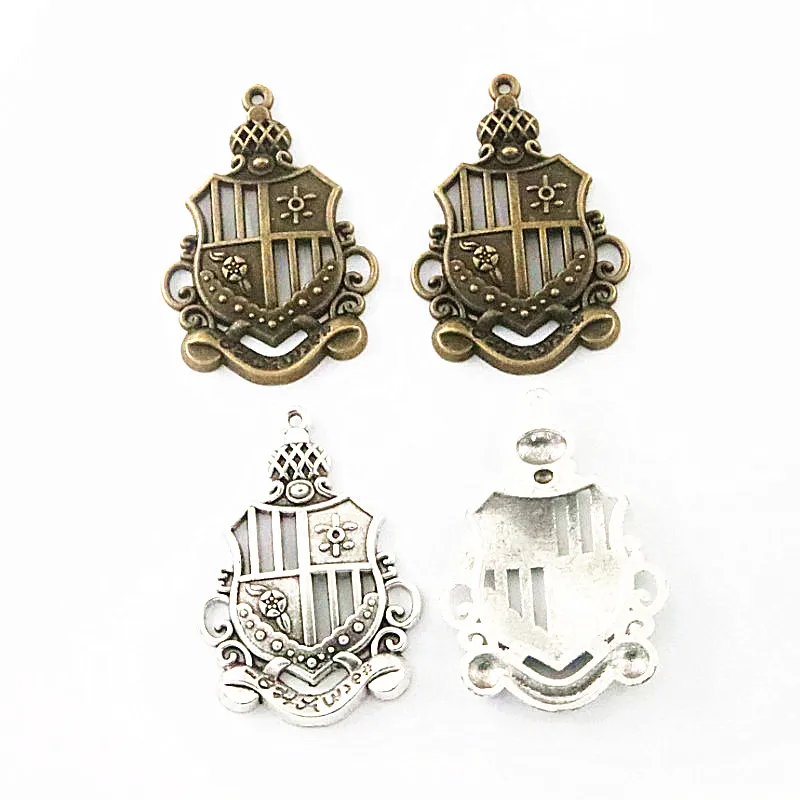 10Pcs 45*31.8MM Antique Silver Plated Bronze Color Crown Charms Pendants Diy Jewelry Findings Accessories