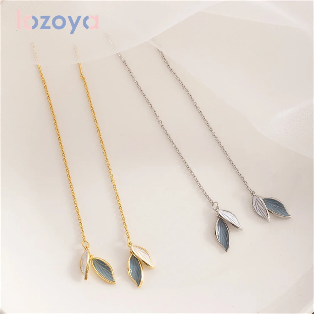 

Женские серьги с синими листьями Lozoya, серьги-кисточки из стерлингового серебра 925 пробы с фианитами, Ювелирное Украшение для пирсинга, 2022