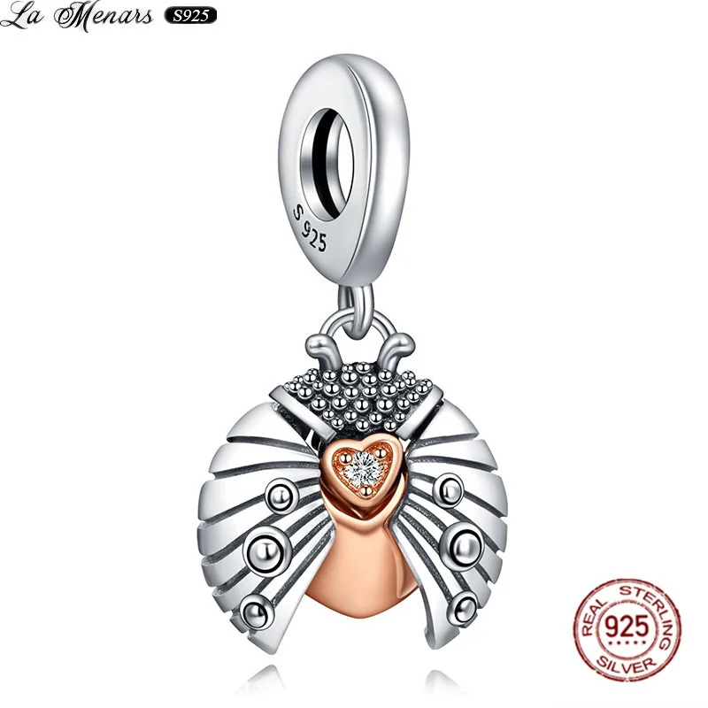 

La Menars Cute Ladybug Pendant 925 Sterling Silver Jewelry Charms Fit Original Women Bracelet Holiday Gift
